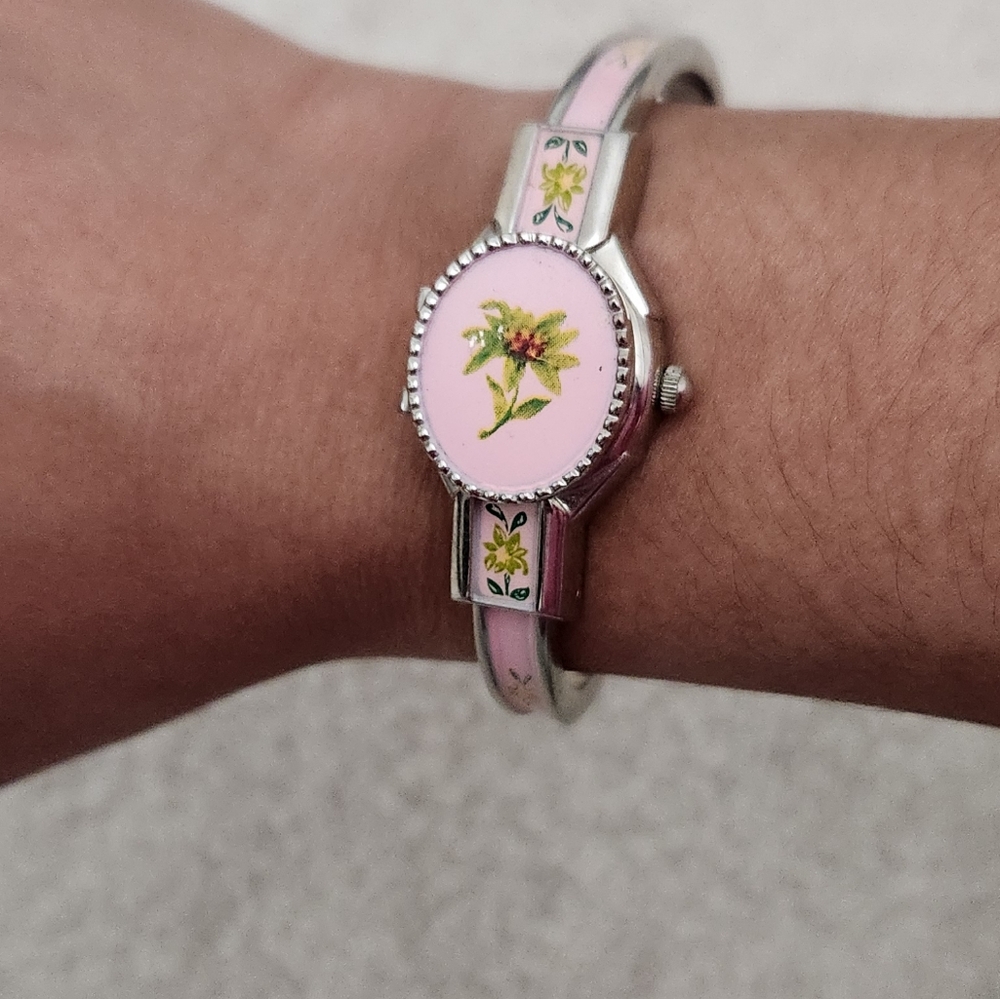 Pink Floral Peek A Boo Watch